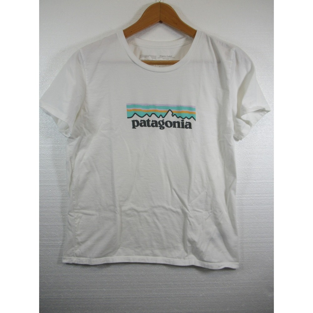 Patagonia Pastel P-6 T-Shirt Women M White Organic Cotton Short Sleeve 39576